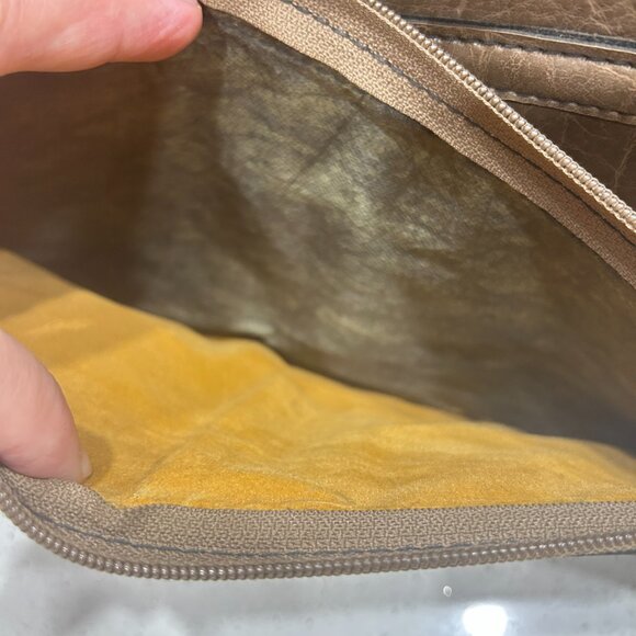 Vintage Cornell Creations Leather Handbag Light Brown Structured Architectural - Picture 7 of 13